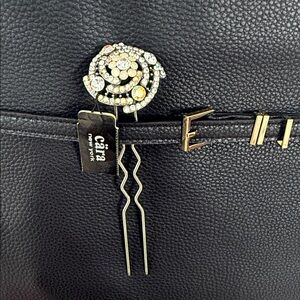 Cara NY Black Hair Pin with Gold Accents